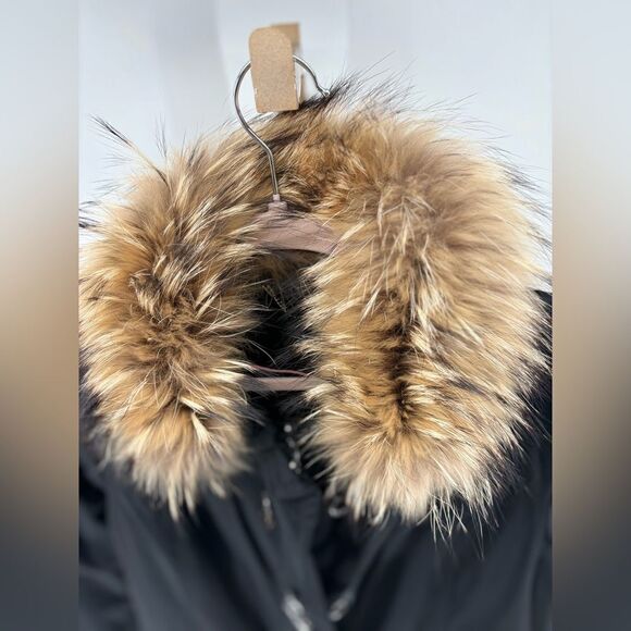 Company Ellen Tracy black raccoon  fur trim jacket size Large - Picture 6 of 11